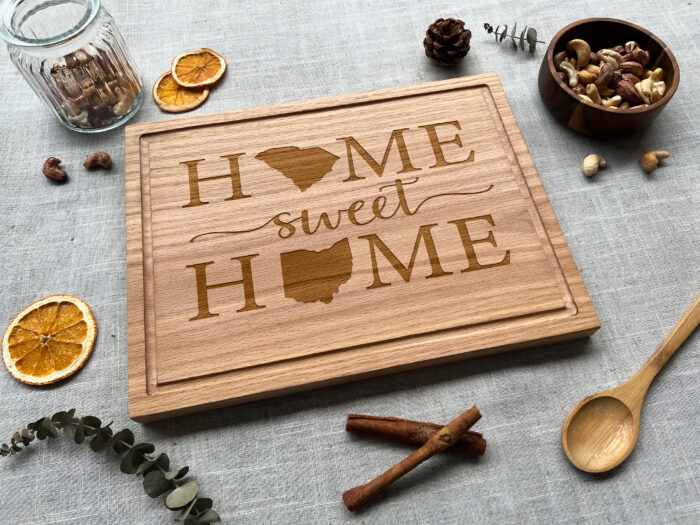 Custom State to State Board - State Gift | Personalized Gift for Long-Distance Couples, Weddings & Housewarmings