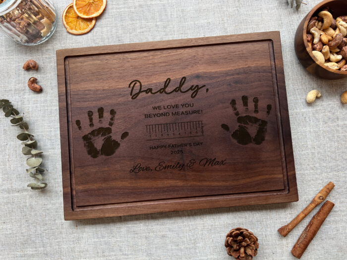 Engraved Kids Handprint Serving Tray | Custom Handprint Board for Mom, Dad, or Teacher | Child’s Handprint on Wooden Board - Image 6