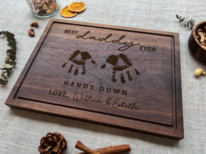 Custom Kids Handprint Serving Board | Engraved Handprint Wood Board | Personalized Handprint Charcuterie Board - Image 11