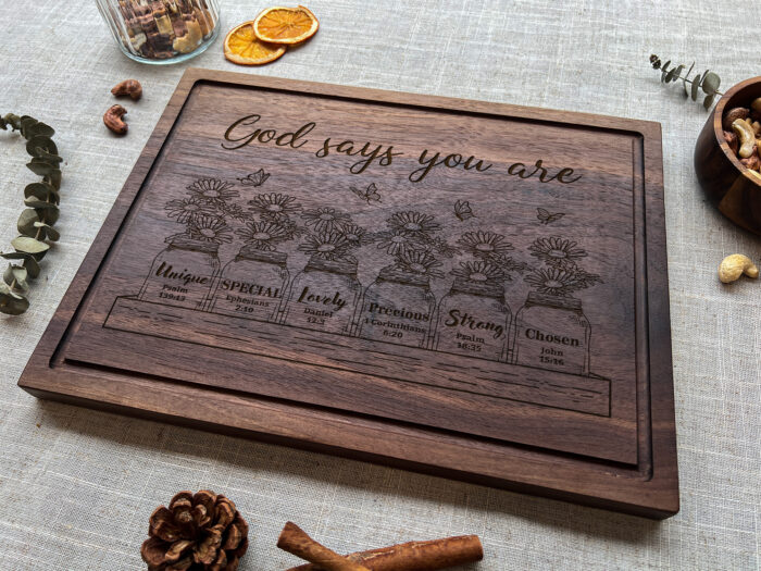 Personalized Christian God Says Cutting Board | Custom Engraved Bible Verse Cutting Board | Christian “God Says You Are” Cutting Board - Image 4