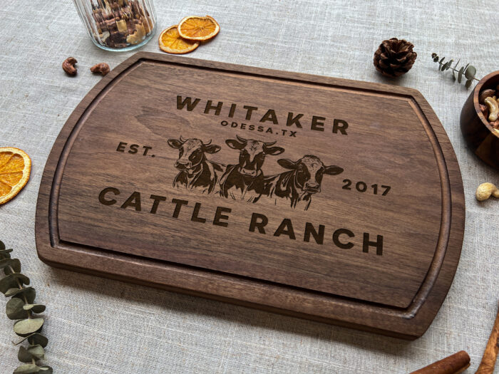 Personalized Dairy Cow Cutting Board - Farm Gift | Custom Engraved Cow Cutting Board – Rustic Farm Decor