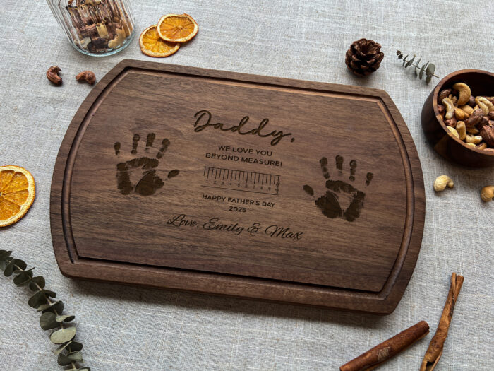 Engraved Kids Handprint Serving Tray | Custom Handprint Board for Mom, Dad, or Teacher | Child’s Handprint on Wooden Board - Image 5