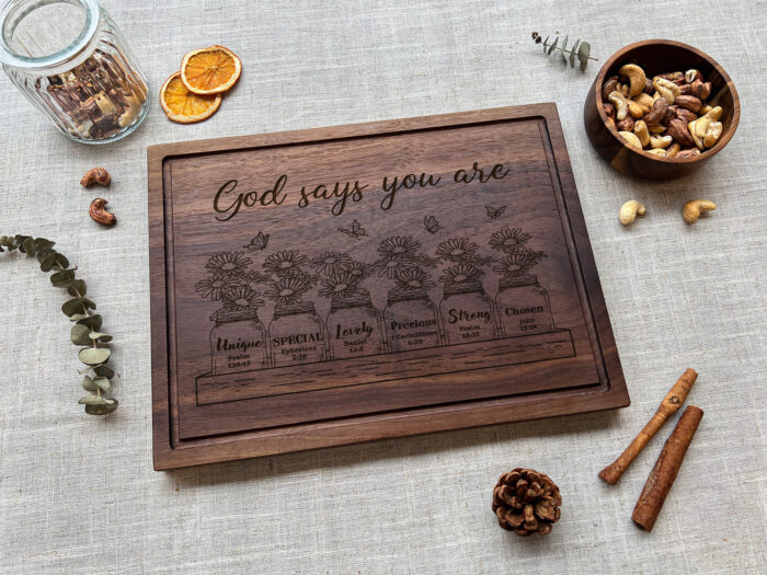 Personalized Christian God Says Cutting Board | Custom Engraved Bible Verse Cutting Board | Christian “God Says You Are” Cutting Board - Image 3