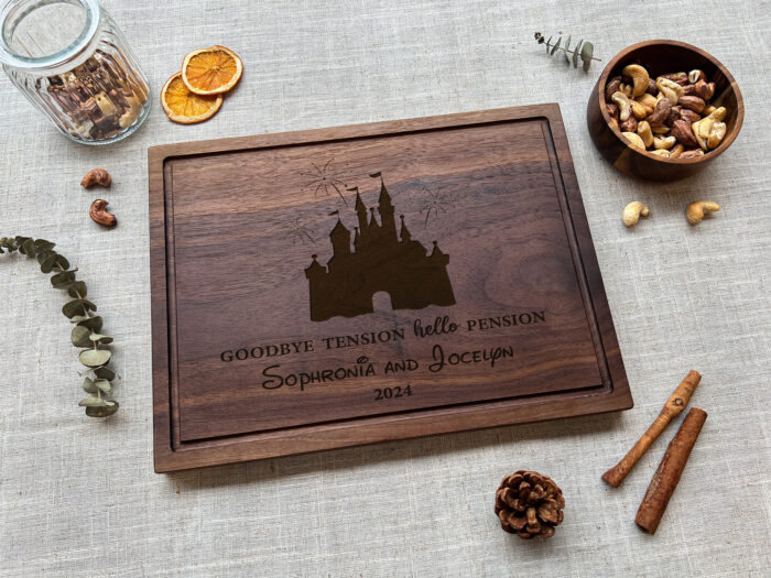 Personalized Couple Cutting Board | Custom Engraved Cutting Board for Couples | Magic Castle Couple Cutting Board - Image 3