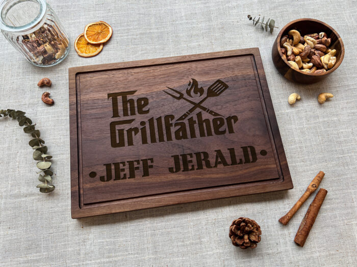 Custom Grillfather Cutting Board | Personalized for Dad or Grandpa | Personalized Grillfather Cutting Board