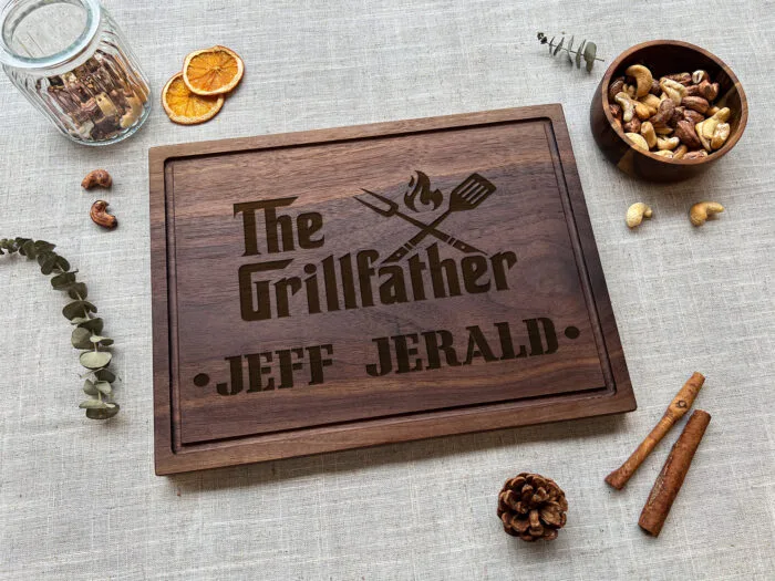 Custom Grillfather Cutting Board | Personalized for Dad or Grandpa | Personalized Grillfather Cutting Board