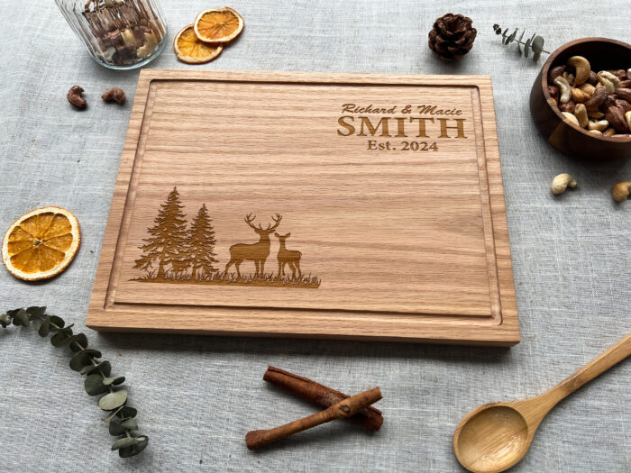 Personalized Buck Doe Cutting Board - Rustic Gift - Image 11