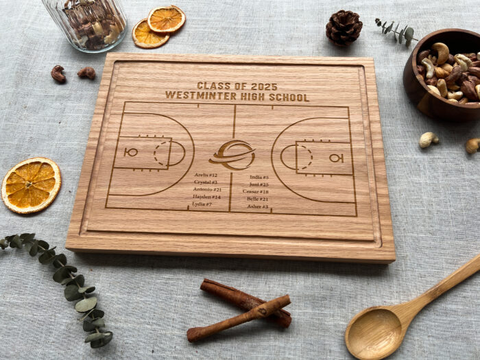 Custom Basketball Field Board - Sports Gift |  Engraved Basketball Kitchen Board – Perfect for Coaches & Players - Image 4