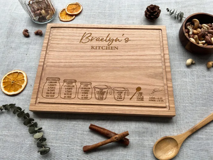 Personalized Kitchen Measurement Cutting Board | Custom Baking Measurement Board