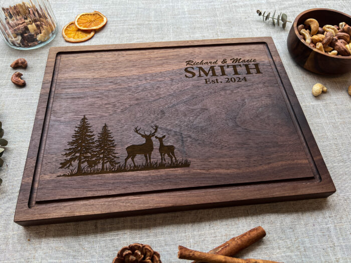 Personalized Buck Doe Cutting Board - Rustic Gift - Image 7