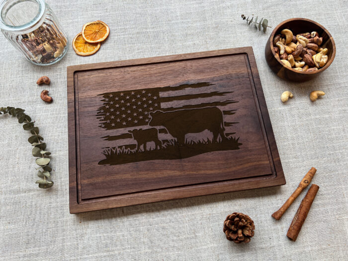 Personalized Cow Cutting Board - Farmhouse Gift | Engraved Cow Cutting Board – Custom Farm Gift for Her