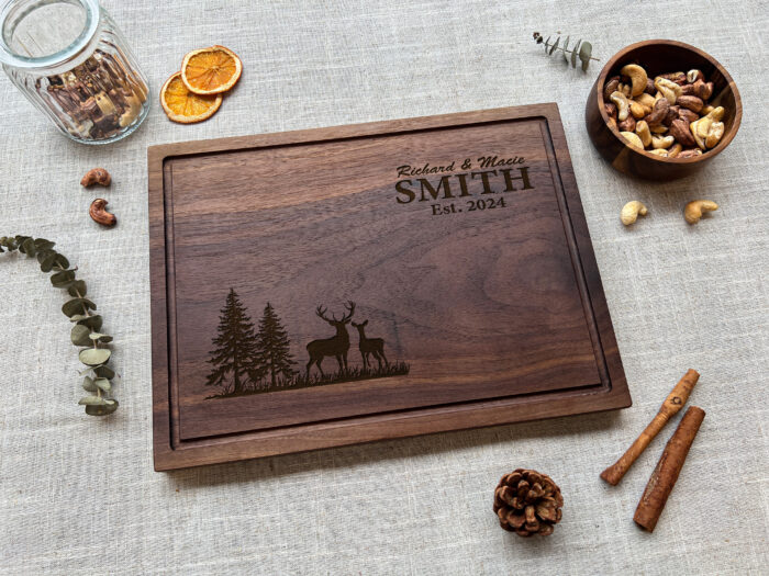 Personalized Buck Doe Cutting Board - Rustic Gift