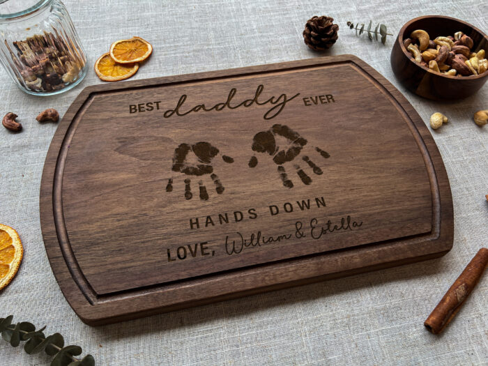 Custom Kids Handprint Serving Board | Engraved Handprint Wood Board | Personalized Handprint Charcuterie Board - Image 6