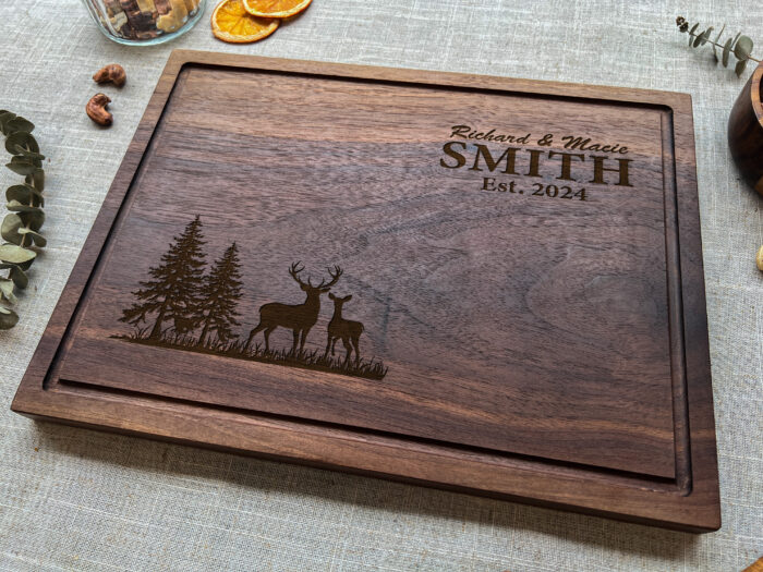 Personalized Buck Doe Cutting Board - Rustic Gift - Image 6
