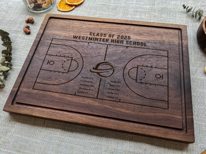 Custom Basketball Field Board - Sports Gift |  Engraved Basketball Kitchen Board – Perfect for Coaches & Players - Image 6