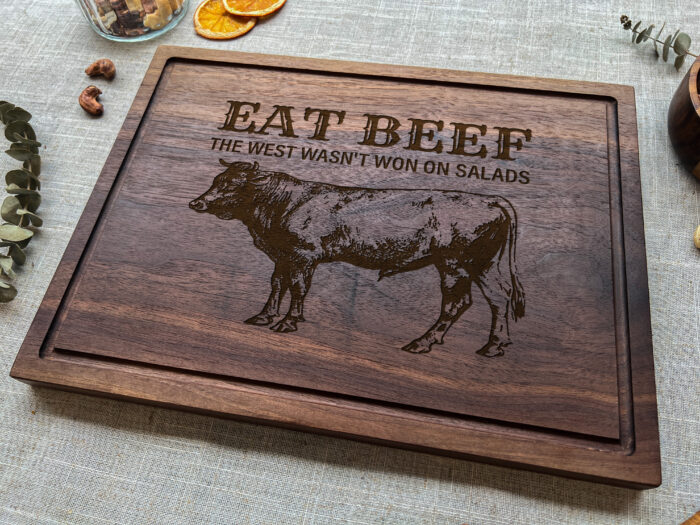 Personalized Western Cutting Board - Cowboy Gift | Engraved Eat Beef Cutting Board – Custom Western BBQ Decor - Image 8