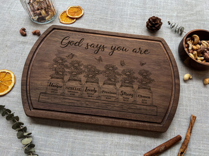 Personalized Christian God Says Cutting Board | Custom Engraved Bible Verse Cutting Board | Christian “God Says You Are” Cutting Board - Image 7
