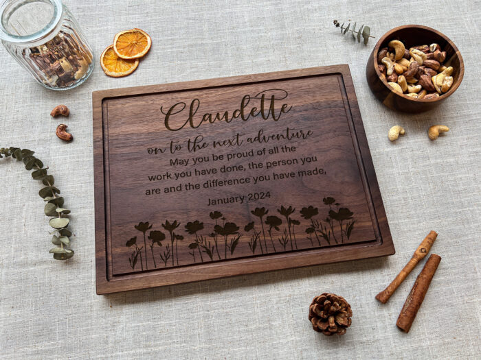 Personalized Retirement Cutting Board | Engraved Wooden Retirement Gift | Custom Cutting Board for Farewell Parties - Image 7