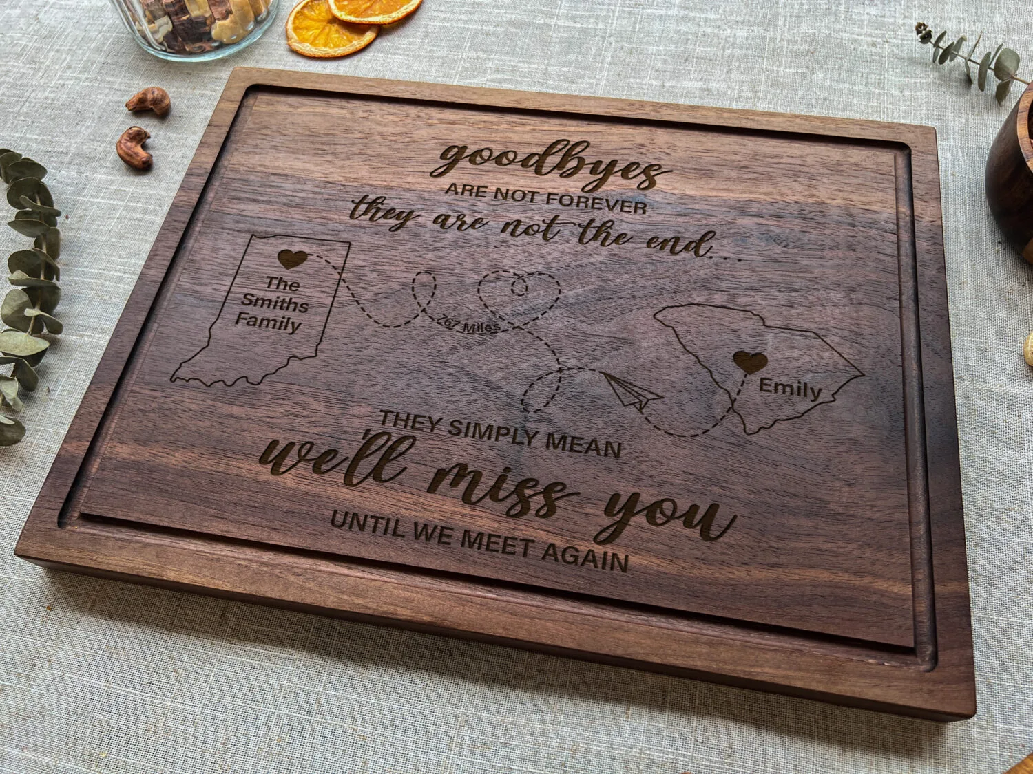 Custom Long Distance Family Cutting Board - Family Gift | Engraved Gift for Loved Ones, Holidays & Reunions - Image 10