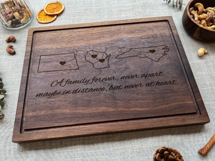 Custom Three Family Distance Board - Family Gift | Engraved Gift for Long | Distance Relatives, Reunions & Holidays - Image 7