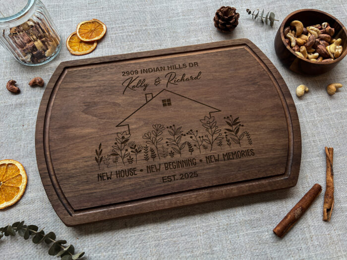 Personalized Mountain Cutting Board - Rustic Gift | Custom Engraved Cutting Board for New Homeowners