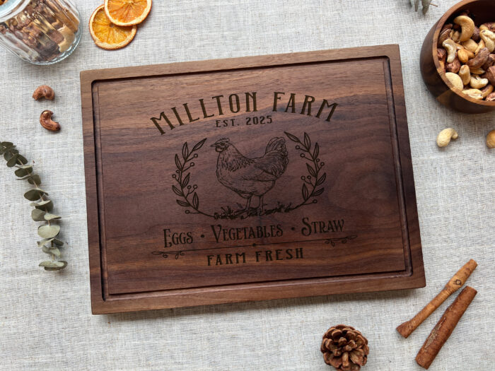 Personalized Farm Cutting Board - Rustic Gift | Custom Farmhouse Cutting Board – Engraved Rustic Keepsake - Image 9