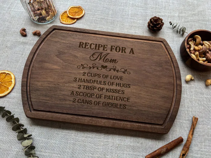 Custom Recipe for Mom Cutting Board | Engraved Family Recipe Board | Personalized Wooden Recipe Cutting Board