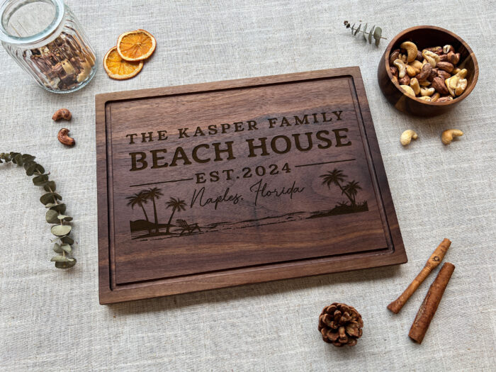 Personalized Beach Cutting Board - Coastal Gift | Engraved Beach House Cutting Board – Custom Seaside Decor