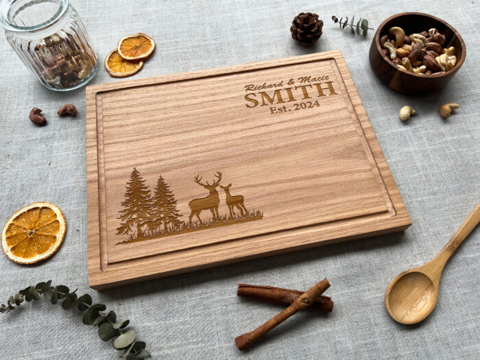 Personalized Buck Doe Cutting Board - Rustic Gift - Image 3