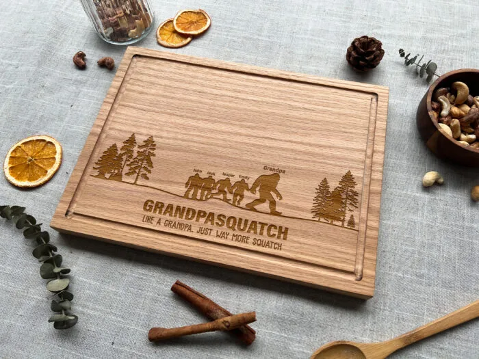Custom Grandpasquatch Cutting Board | Personalized Sasquatch Cutting Board for Grandpa | Grandpasquatch Gift Board