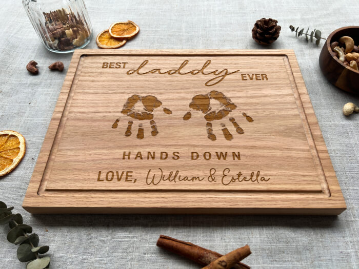 Custom Kids Handprint Serving Board | Engraved Handprint Wood Board | Personalized Handprint Charcuterie Board - Image 4