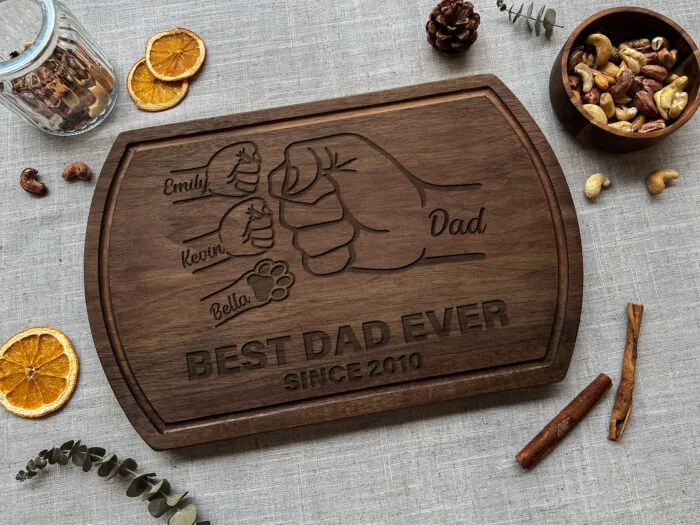 Personalized Father’s Day Cutting Board | Custom BBQ Cutting Board for Dad | Engraved Wooden Cutting Board