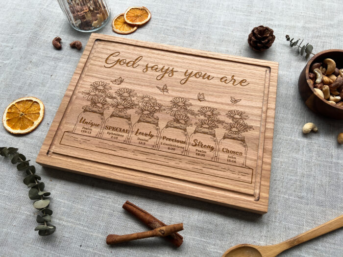 Personalized Christian God Says Cutting Board | Custom Engraved Bible Verse Cutting Board | Christian “God Says You Are” Cutting Board - Image 11