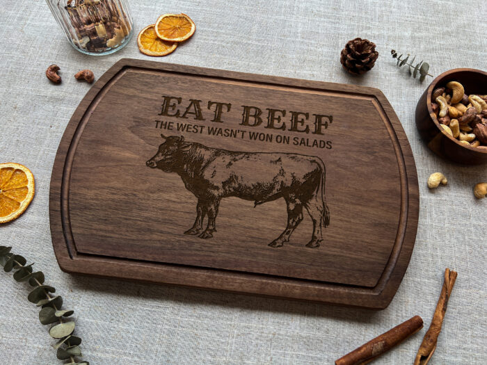 Personalized Western Cutting Board - Cowboy Gift | Engraved Eat Beef Cutting Board – Custom Western BBQ Decor