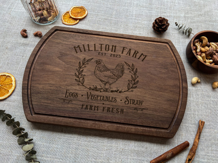 Personalized Farm Cutting Board - Rustic Gift | Custom Farmhouse Cutting Board – Engraved Rustic Keepsake - Image 4