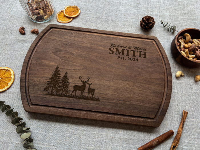 Personalized Buck Doe Cutting Board - Rustic Gift - Image 8