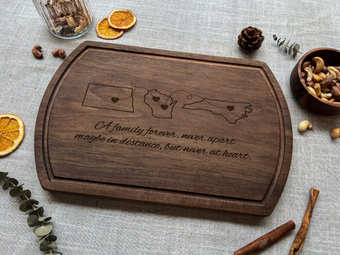Custom Three Family Distance Board - Family Gift | Engraved Gift for Long | Distance Relatives, Reunions & Holidays - Image 4