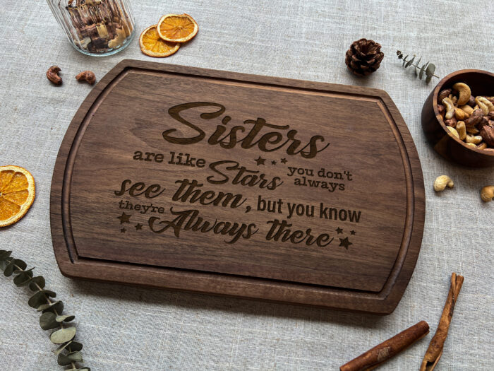 Custom Sisters Cutting Board - Sister Gift | Personalized Sister Cutting Board for Birthday or Holiday