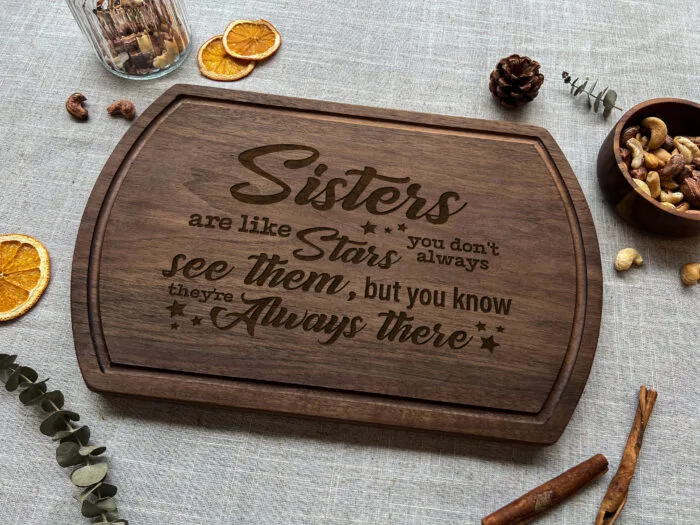 Custom Sisters Cutting Board - Sister Gift | Personalized Sister Cutting Board for Birthday or Holiday