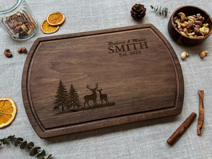 Personalized Buck Doe Cutting Board - Rustic Gift - Image 9