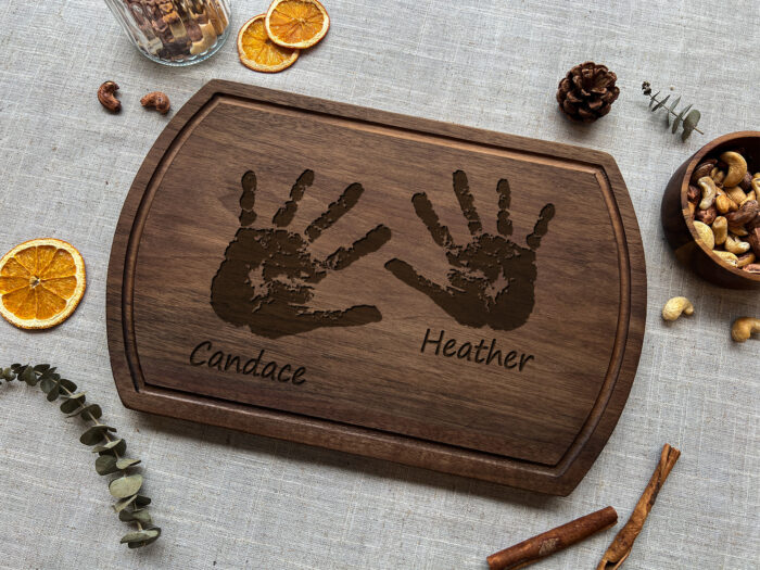 Personalized Handprint Serving Board | Kids Handprint Keepsake Board | Custom Handprint Charcuterie Board