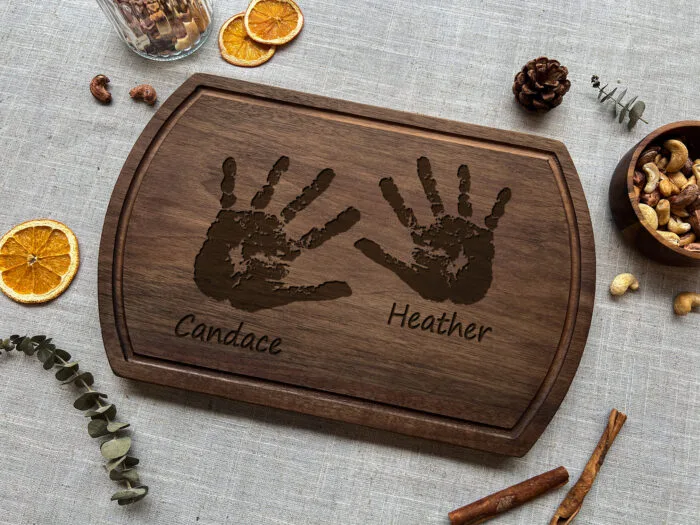 Personalized Handprint Serving Board | Kids Handprint Keepsake Board | Custom Handprint Charcuterie Board