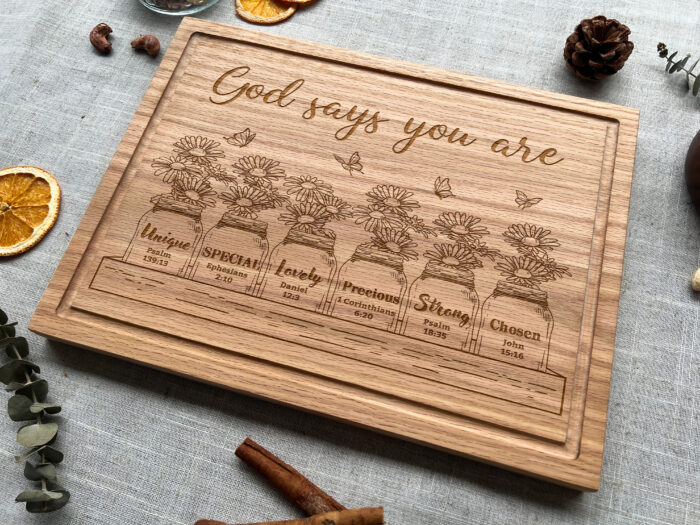 Personalized Christian God Says Cutting Board | Custom Engraved Bible Verse Cutting Board | Christian “God Says You Are” Cutting Board - Image 12