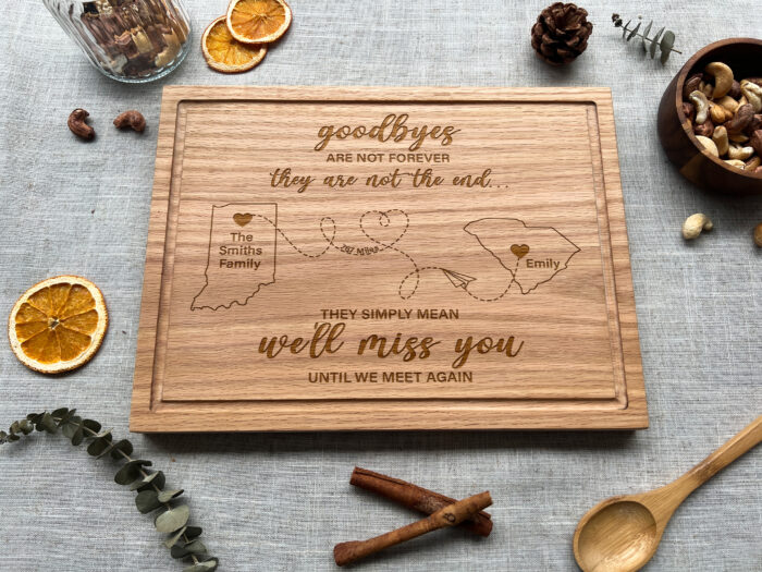 Custom Long Distance Family Cutting Board - Family Gift | Engraved Gift for Loved Ones, Holidays & Reunions - Image 3