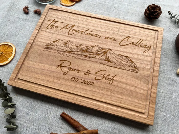 Personalized Mountain Cutting Board - Rustic Gift | Rustic Personalized Cutting Board