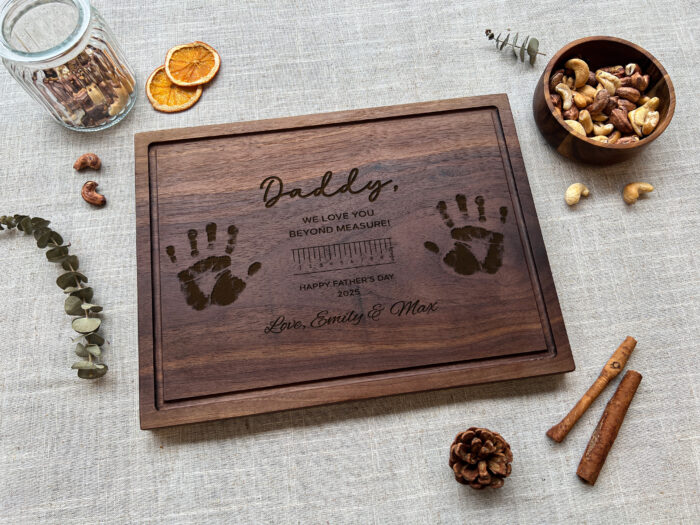 Engraved Kids Handprint Serving Tray | Custom Handprint Board for Mom, Dad, or Teacher | Child’s Handprint on Wooden Board - Image 8