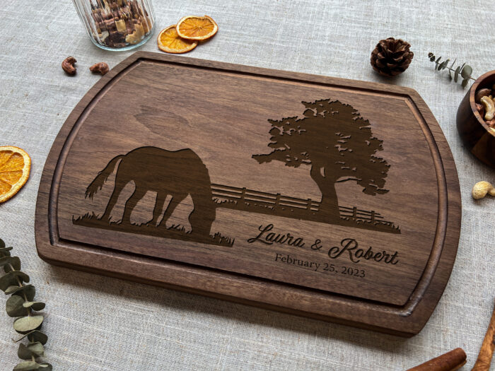 Personalized Horse Cutting Board | Western Kitchen Horse Cutting Board | Personalized Horse Lover’s Keepsake - Image 9