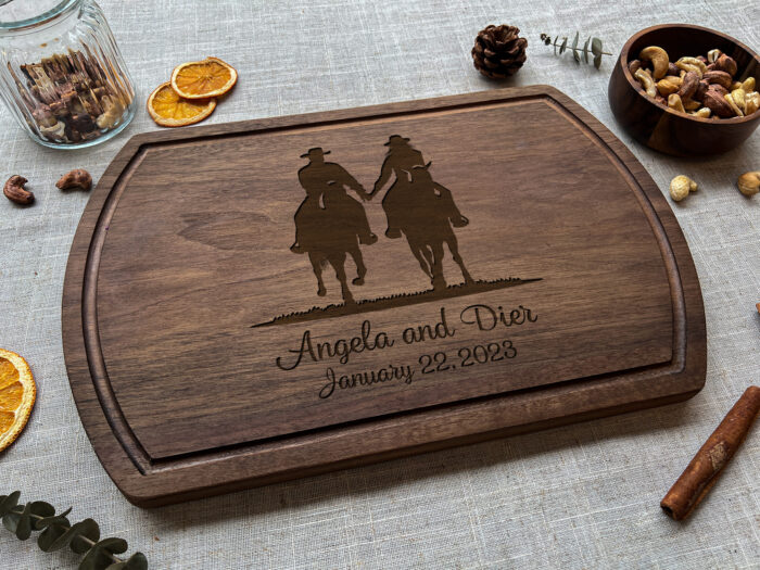 Personalized Cowboy Cutting Board | Custom Rodeo-Themed Cutting Board | Cowboy & Cowgirl Engraved Board - Image 4