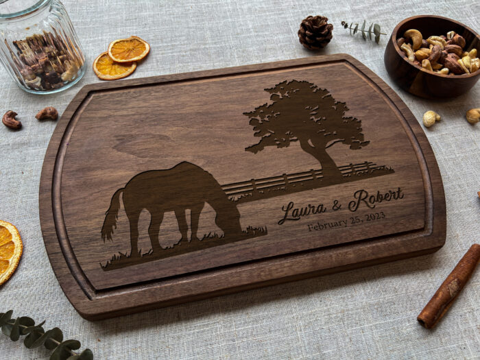 Personalized Horse Cutting Board | Western Kitchen Horse Cutting Board | Personalized Horse Lover’s Keepsake - Image 3