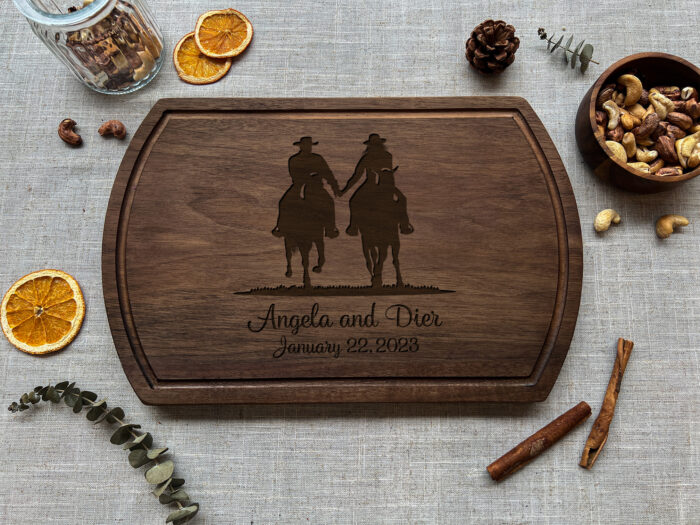 Personalized Cowboy Cutting Board | Custom Rodeo-Themed Cutting Board | Cowboy & Cowgirl Engraved Board - Image 5